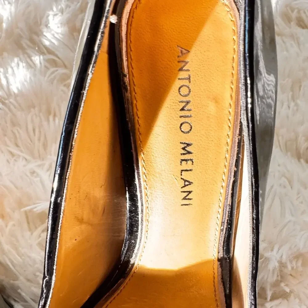 Antonio Melani Black and Gray Peep Toe Heels-7.5